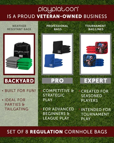 Miniatura 6 de Bolsas de cornhole de tela de pato resistentes a la intemperie premium de Play Platoon - Juego de 8 bolsas de frijoles para juego de Corn Hole
