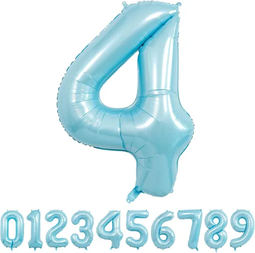 Miniatura 26 de Globos de números azul claro de 40 pulgadas, globos de aluminio de Mylar con helio para cumpleaños, globo número 6 para decoración de fiestas