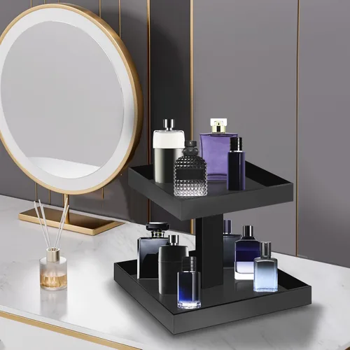 Miniatura 2 de YAGELI Organizador de Perfumes Negro para Hombres - Estante Organizador de Colonias Acrílico de 2 Niveles para Hombres, Almacenamiento de Tocador