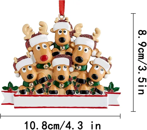 Miniatura 4 de Adornos de Navidad de renos 2021, con texto personalizable, familia de 3