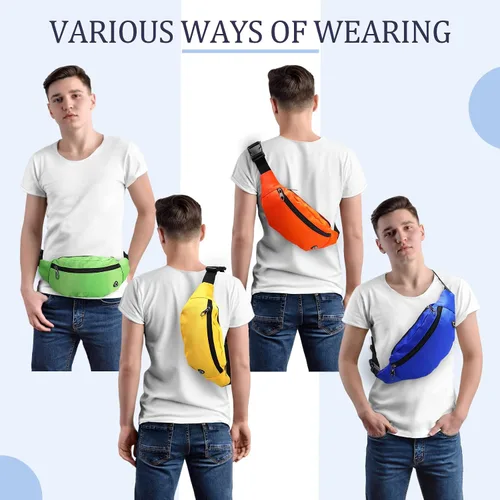 Miniatura 5 de Kajaia Riñonera de neón de 16 piezas, a granel, bolsas de cintura ajustables a granel, juego de cintura impermeable para mujeres y hombres, bolsa