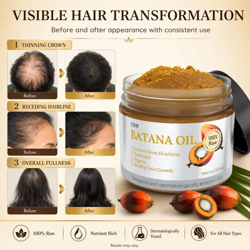 Miniatura 3 de Dr. Sebi Aceite de Batana 100% natural, sin refinar y orgánico de Honduras para el crecimiento del cabello, mejora el grosor del cabello, evita