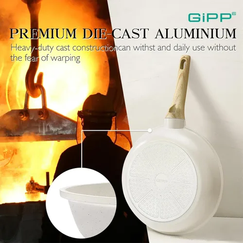 Miniatura 7 de GiPP Juego de ollas y sartenes antiadherentes de granito blanco, utensilios de cocina de inducción antiadherentes, juego de sartenes de cocina