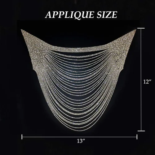 Miniatura 6 de Jerler Apliques de diamantes de imitación dorados, elegantes parches de diamantes de imitación de cristal para coser en vestido de novia, ideal