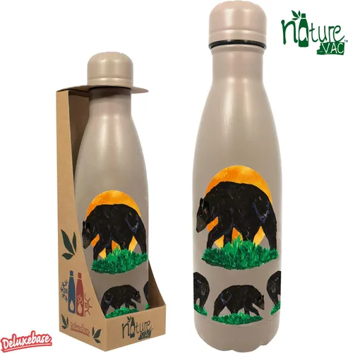 Miniatura 2 de NatureVac - Black Bear de Deluxebase. Botella de agua de acero inoxidable con aislamiento térmico de 17 onzas. Frasco de vacío reutilizable y a