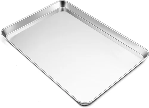 Miniatura 9 de TeamFar Bandeja para horno tostador, bandeja de horno tostador de acero inoxidable, bandeja de cuarto de hoja, 12.4 x 9.7 x 1 pulgadas, no tóxica