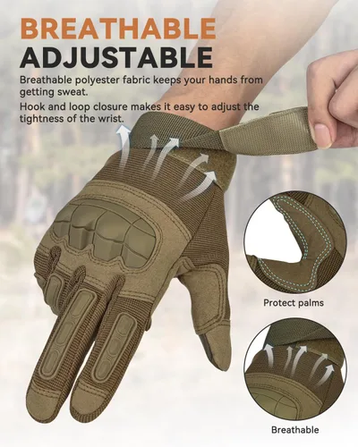 Miniatura 5 de KUMGIM Tactical Gloves for Men Women, Motorcycle Gloves Touchscreen Airsoft Hunting Shooting Glove Black Tan for Outdoor Paintball Work Motorcycle