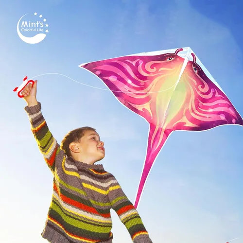 Miniatura 4 de Mint's Colorful Life Cometa de pez diablo para niños y adultos, fácil de volar, cometa Delta de una línea grande, mango de cometa incluido