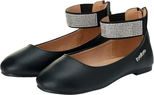 Miniatura 4 de bebe Zapatos de niña - Zapatos planos de ballet con diamantes de imitación tachonados para el tobillo (niñoniña), Negro