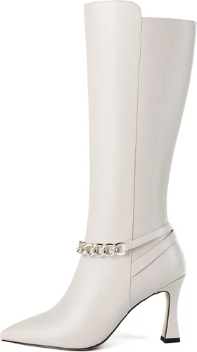 Miniatura 2 de SKYSTERRY Botas de mujer con punta puntiaguda para citas, viajes, con cremallera, de tacón alto, a media pantorrilla, 3.3 pulgadas