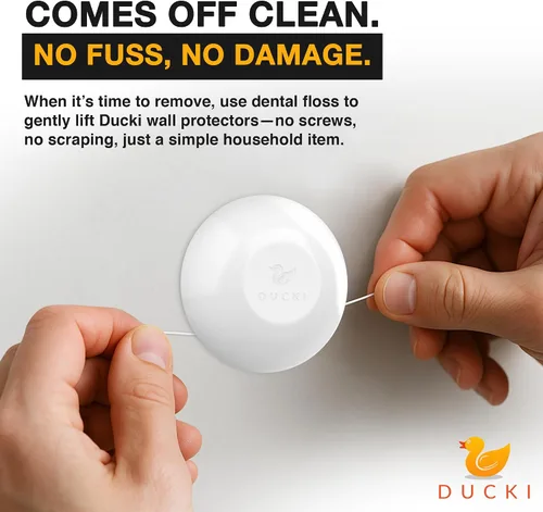 Miniatura 3 de Ducki Topes de puerta para pared de 2 pulgadas (paquete de 6 transparentes), autoadhesivos y discretos, protector de pared para pomo de puerta