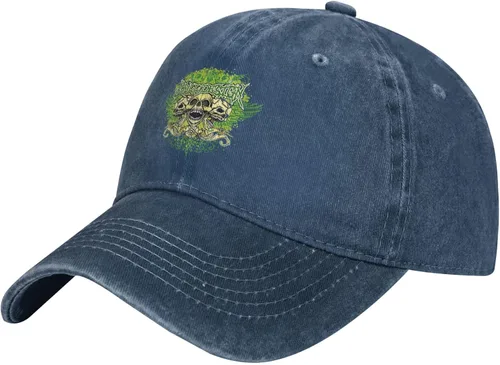 Cowboy Hat Trendy Hats for Man and Women Djustable Four Season Outdoor Baseball Cap of Hell Skull with Angel Navy Blue