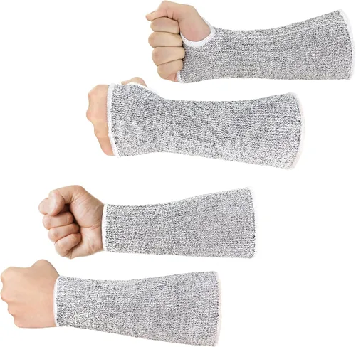 MIG4U Mangas Resistentes a Cortes 2 Pares, Protección de Antebrazo Nivel 5 Guardas Protectoras con Agujero para Trabajar, Jardinería, Mecánica Corto