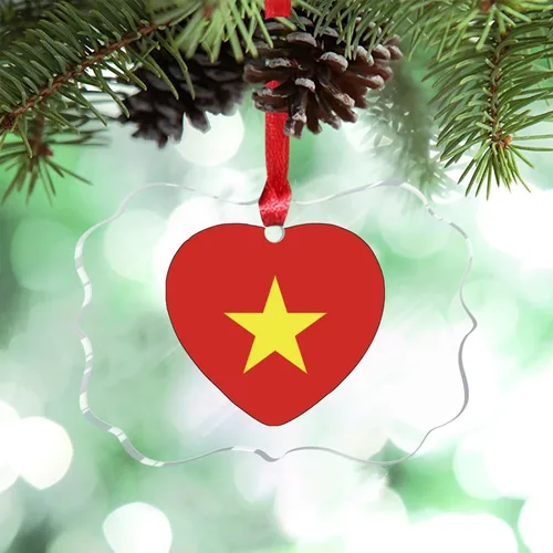 Miniatura 36 de Adorno de Navidad personalizado de la bandera de Venezuela 2023, adornos de corazón para árboles de Navidad, acrílico país, ciudad, recuerdo