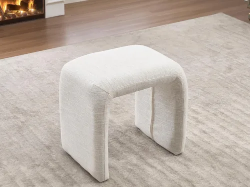 Miniatura 6 de Silla moderna para sala de estar con otomana, silla tapizada de lino mixto, cómoda silla de lectura lateral para sala de estar, dormitorio, Beige