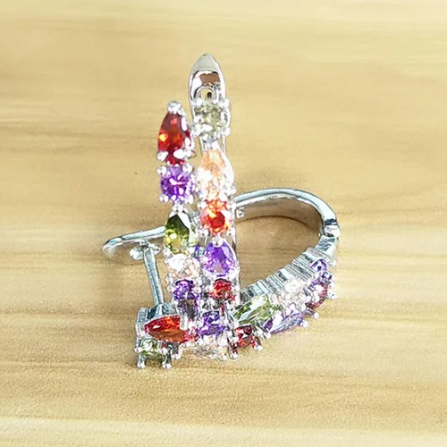 Miniatura 4 de Pendientes de aro para mujer, de lujo, esmeralda sintética, multicolor, circonita cúbica, para mujeres, adolescentes, niñas, cumpleaños, Navidad