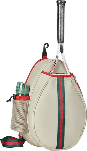 Miniatura 8 de Mochila de Tenis Cruzada de un Hombro de PU Blanco para Niñas, Bolsa de Tenis, Bolsa Bandolera para Raqueta de Tenis para Mujeres, con Portabotellas