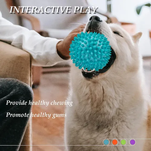 Miniatura 4 de Pelotas chirriantes para perros de 4.5 pulgadas, juguetes para perros medianos y grandes, para masticadores agresivos, bola puntiaguda, juguetes