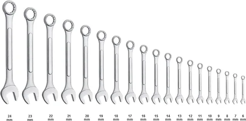 Miniatura 2 de Juego de 19 llaves combinadas métricas completas en bolsa enrollable, sin tamaños métricos omitidos de 6mm a 24mm Juego de llaves de mejor valor