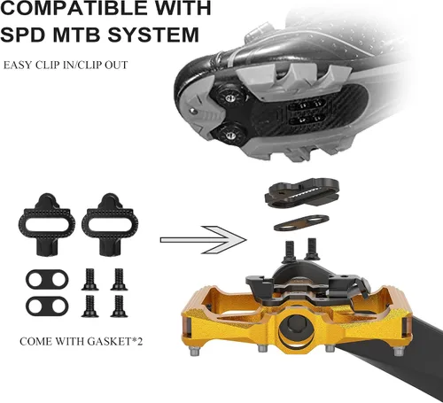 Miniatura 4 de Pedales de bicicleta de montaña con reflector, pedales de plataforma de doble función y sin clip, pedal de bicicleta de 9/16 pulgadas compatible