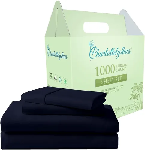 Miniatura 10 de CharlottelyHues Juego de sábanas de 4 piezas 100% algodón egipcio de lujo, transpirable, suave, ajuste cómodo, acabado satinado, se adapta a Borgoña