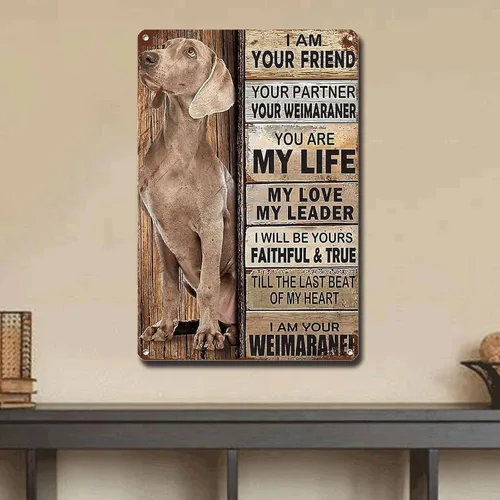 Miniatura 4 de Letrero de metal con texto en inglés "I Am Your Friend", regalo para los amantes de Weimaraner, arte de pared vintage, letreros de barra