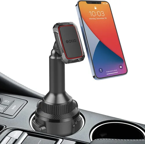 Miniatura 7 de OQTIQ Portavasos magnético para teléfono para automóvil, altura ajustable y múltiples ángulos, operación con una sola mano, compatible con Samsung