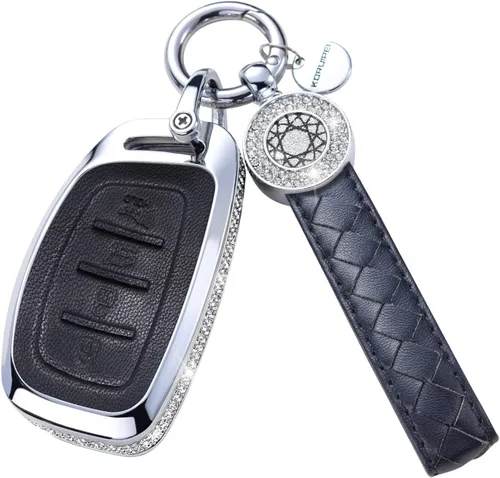 Miniatura 12 de Funda para llavero compatible con Volvo, cuero negro con cristal de protección de 360 grados para XC90, XC60, XC40, S60, S90, V60, V90, Polestar 1