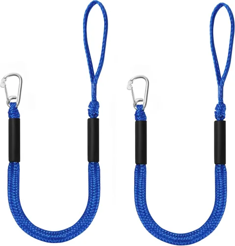 Miniatura 9 de Líneas de muelle elástico para barcos, líneas de amarre marinas, cuerda de barco para acoplamiento con bucle y accesorios de clip para moto rojo