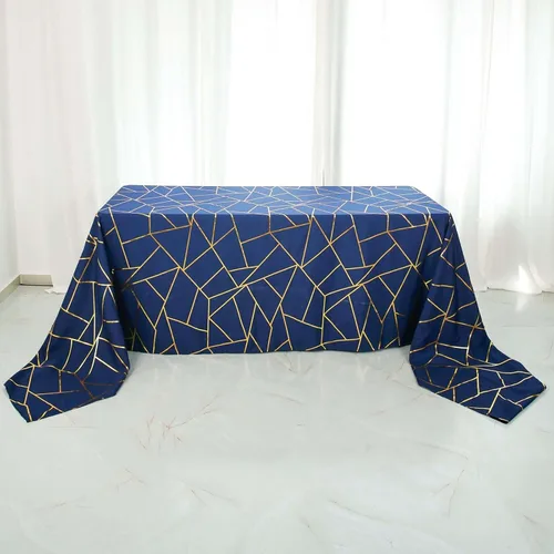 Miniatura 14 de Efavormart - Mantel redondo de poliéster de 120 pulgadas con patrón geométrico dorado Morado