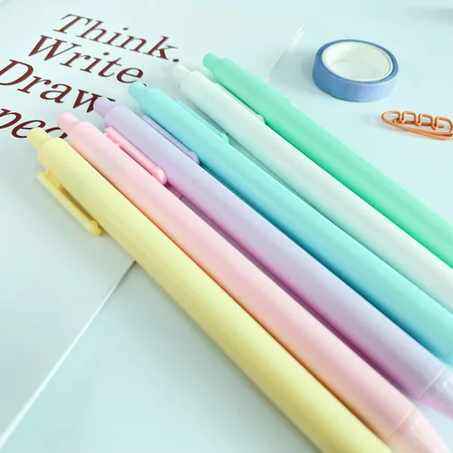 Miniatura 3 de Paquete de 6 bolígrafos retráctiles de tinta de gel de color caramelo, macarons de color negro, punta extrafina de 0.020 in, lindos bolígrafos