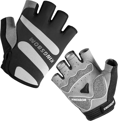 KINGSBOM Guantes de ciclismo transpirables, guantes de bicicleta que absorben los golpes con almohadilla de gel de silicona ligera, guantes de
