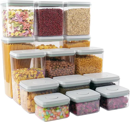 Miniatura 10 de Recipientes herméticos apilables con tapas, almacenamiento hermético de alimentos, recipientes de almacenamiento de despensa de cocina