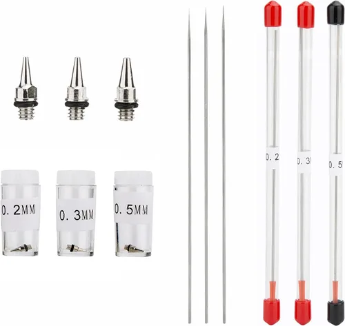 Miniatura 2 de Youteo - Boquilla de aerógrafo de 0.008 in, 0.012 in, 0.020 in, agujas de aerógrafo y boquilla de repuesto para pistola de pulverización de aerógrafo