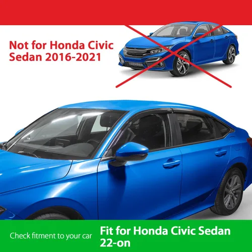 Miniatura 3 de Goodyear Deflectores de ventana inastillables para Honda Civic 2022-2026 Sedán, protectores de lluvia con cinta, viseras de ventana, visera