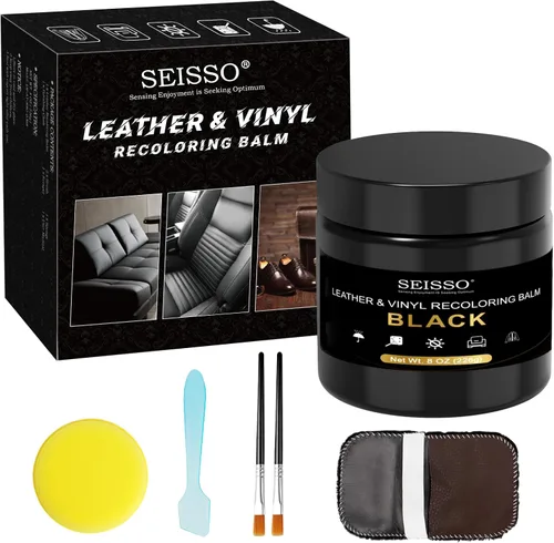 SEISSO Bálsamo de recoloración de cuero, kit de reparación de cuero para muebles, removedor de rayones de cuero, restaurador de color de cuero para
