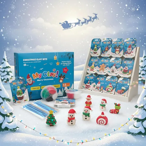 Arcilla seca al aire para niños, 12 arcilla para modelar de Navidad, kit de arcilla mágica con herramientas y tutoriales, suave y antiadherente, Kit