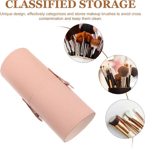 Miniatura 5 de 2pcs Leather Makeup Brush Holder: Stand-Up Cosmetic Brush Organizer Case for Vanity Countertop - Portable Makeup Bag for Travel