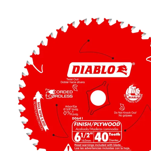 Miniatura 3 de Diablo - Hoja de sierra de acabado de alto rendimiento para madera - 6-1/2" x 40 dientes, carburo Tico - D0641X