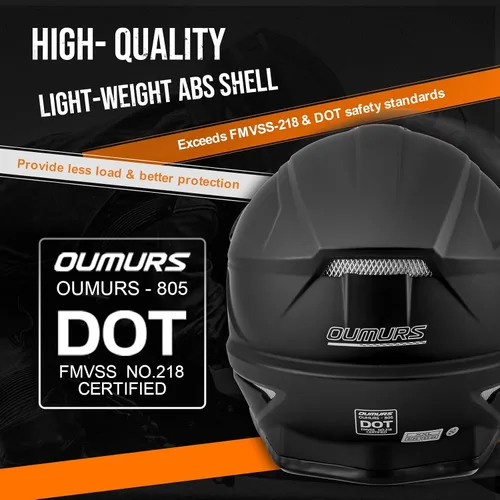 Miniatura 5 de OUMURS Casco de ATV Bicicleta de Tierra para Adultos con Gafas Guantes y Máscara Hebilla de Liberación Rápida Visera Solar Ajustable Casco de Negro