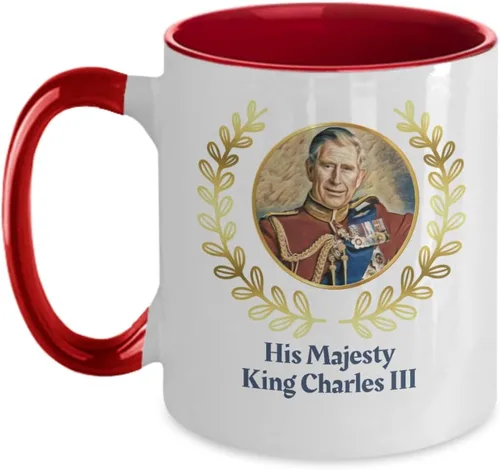 Taza de coronación King Charles III, Taza de coronación, taza de rey Carlos, Dios salve al rey, taza de rey de Inglaterra