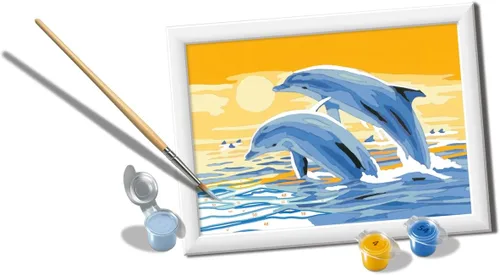 Ravensburger CreArt Delightful Dolphins - Kit de pintura por números para niños, pintura de artes y manualidades para edades de 7 años en adelante