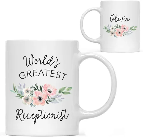 Miniatura 62 de Andaz Press Taza de café personalizada de 11 onzas, taza ejecutiva de relaciones públicas más grande del mundo, flor de anémona rosa, 1 paquete