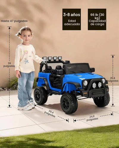 Miniatura 8 de Outfunny Juguete de coche de paseo para niños, coche eléctrico de 24 V para niños con control remoto, motores de 2 x 200 W, color azul