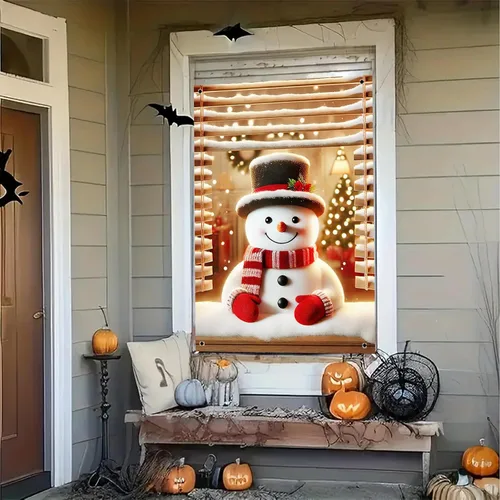Miniatura 7 de BlissYard Cubierta de ventana de Navidad de 31 x 47 pulgadas, póster de muñeco de nieve para decoración de ventana de vacaciones de invierno