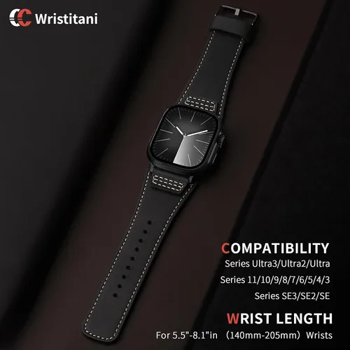 Miniatura 2 de Wristitani Correas de cuero compatibles con Apple Watch de 1.929 in, 1.811 in, 1.772 in, 1.732 in, 1.654 in, 1.614 in, 1.575 in, para hombres