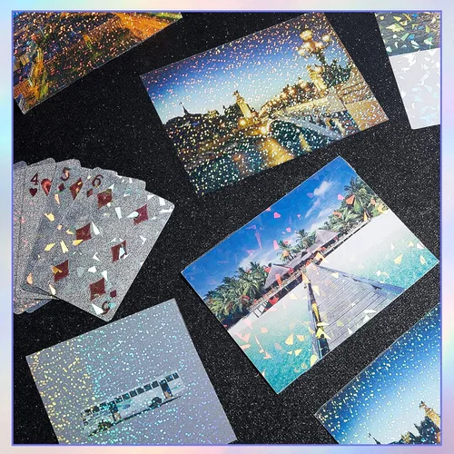 Miniatura 5 de Clabby 36 hojas de papel adhesivo holográfico A4, láminas laminadas holográficas de vinilo, autoadhesivas, impermeables, transparentes, 11.7 x 8.3