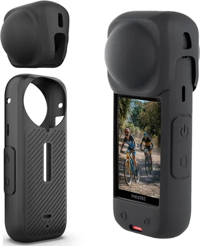 PCTC Insta 360 X4 - Funda protectora de silicona con tapa de lente para accesorios Insta 360 X4, funda de silicona para cámara de acción Insta360 X4