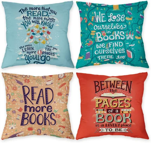 Znzd Book Lovers Quote Read More Books Funda de almohada colorida, decoración del hogar, sala de lectura, club de libros, libro de lectores, nerd,