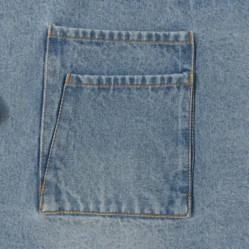Miniatura 6 de Jeanerlor Delantal de cintura de mezclilla lavado ácido con bolsillos para mujer Azul